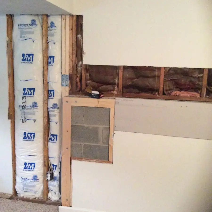 Wall insulation replacement during Basement Flood Cleanup in Elma